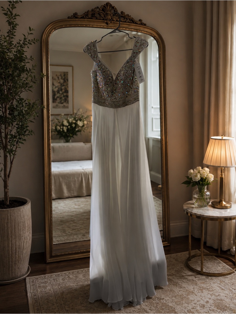 Panoply White Bridal Dress with Beaded Accent